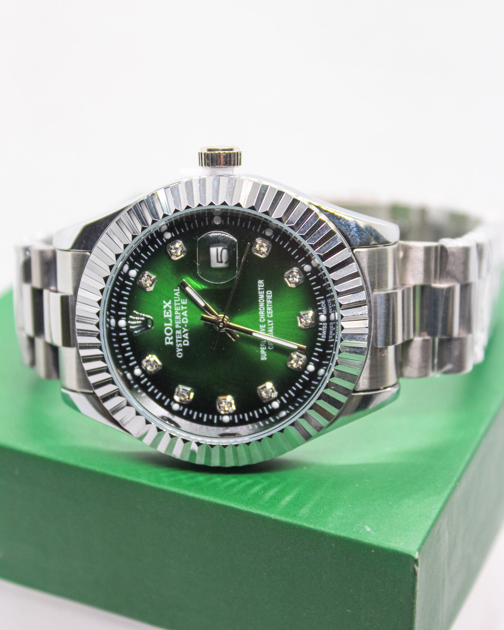 Rolex Oyster Perpetual Datejust 36mm – Green Dial with Diamond Hour Markers