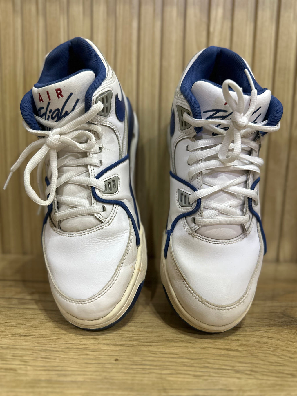 Nike Air Flight Sneakers – White & Navy Retro