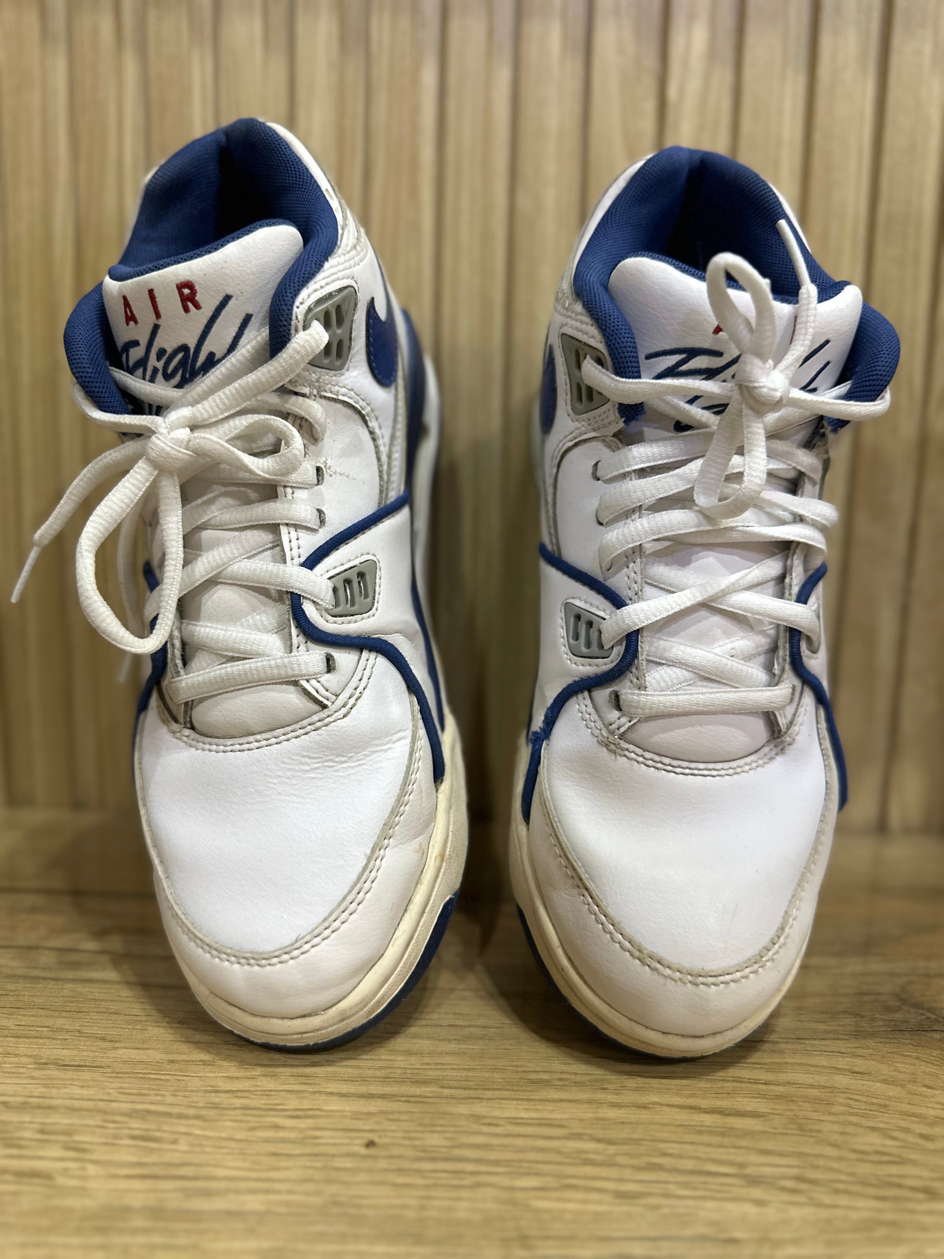 Nike Air Flight Sneakers – White & Navy Retro