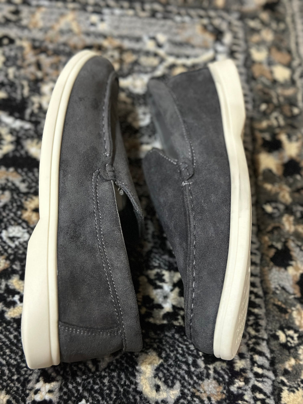 Classic Gray Suede Slip-On Loafers – Comfortable & Stylish