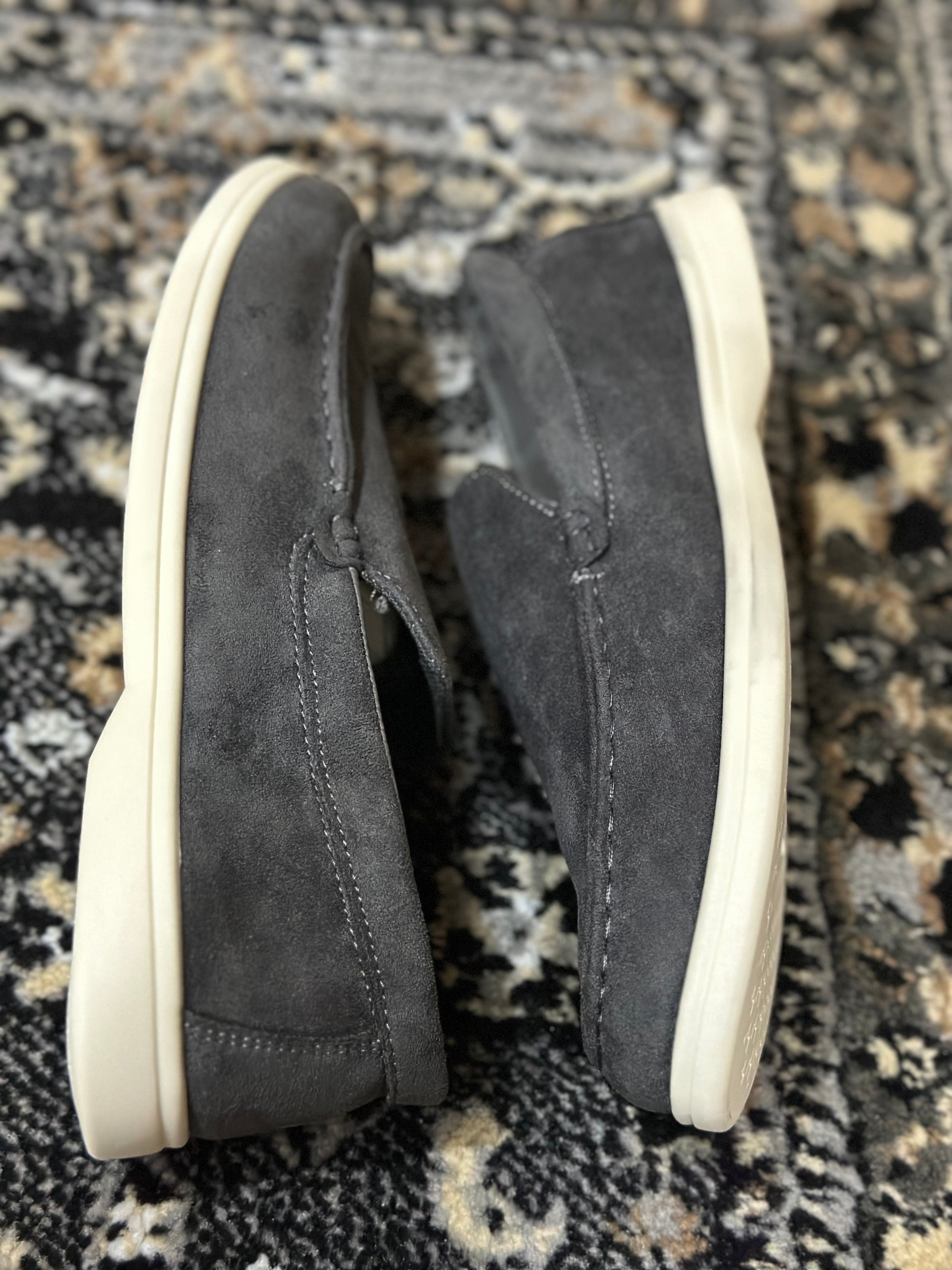 Classic Gray Suede Slip-On Loafers – Comfortable & Stylish