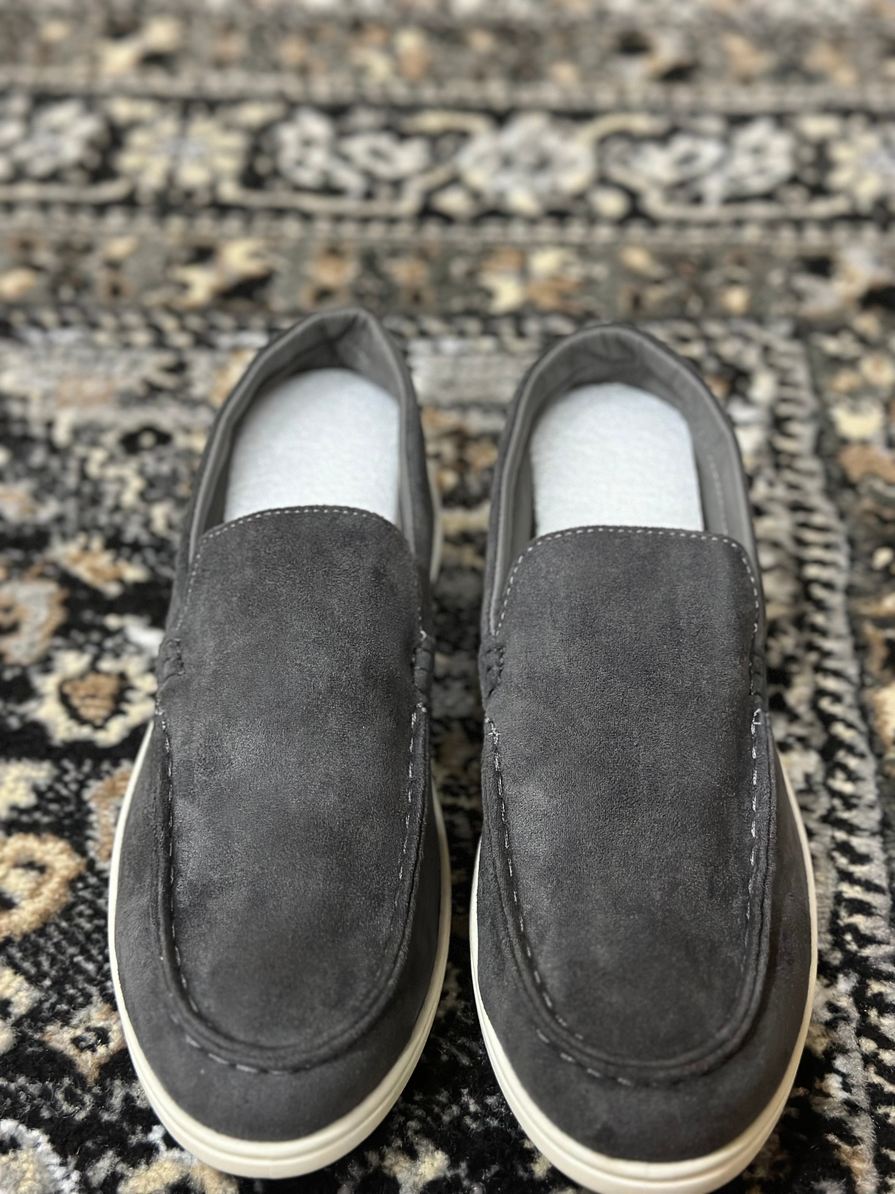Classic Gray Suede Slip-On Loafers – Comfortable & Stylish