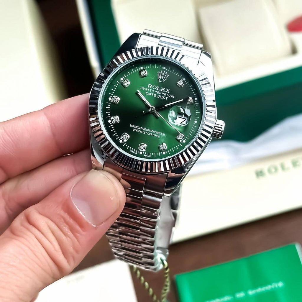 Rolex Oyster Perpetual Datejust 36mm – Green Dial with Diamond Hour Markers