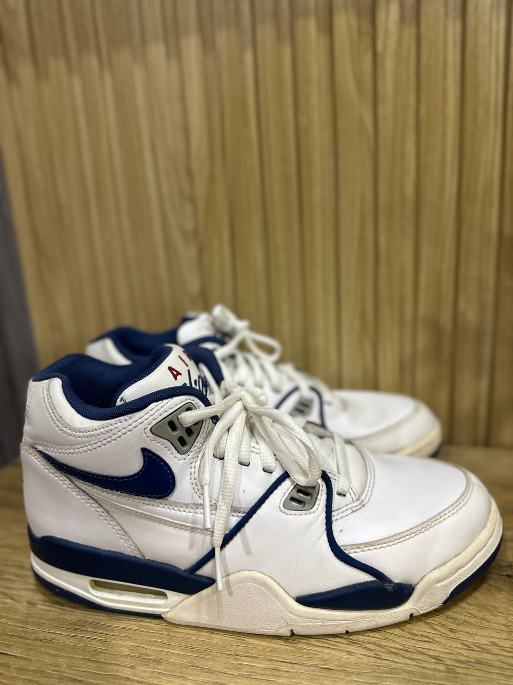 Nike Air Flight Sneakers – White & Navy Retro