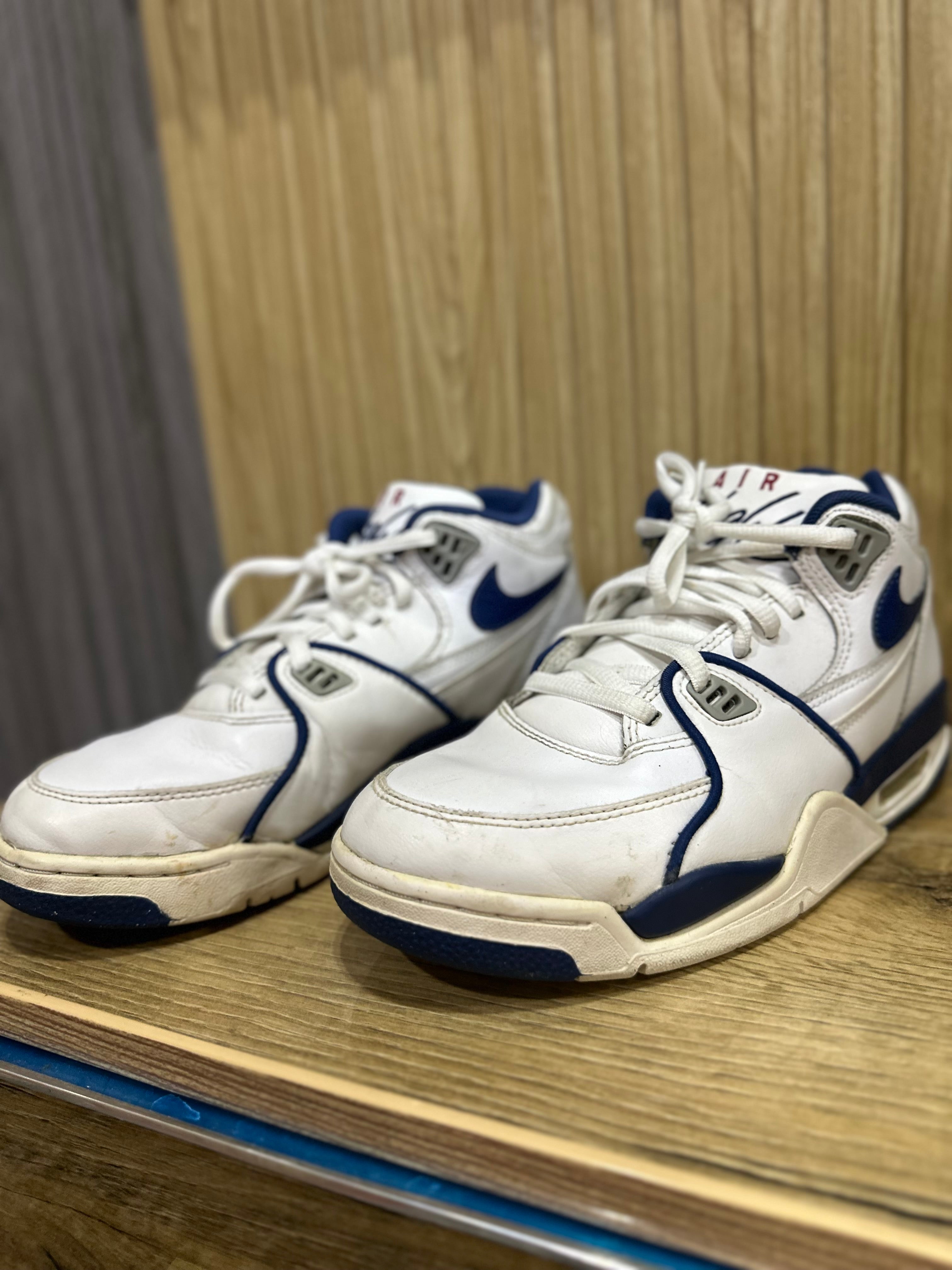 Nike Air Flight Sneakers – White & Navy Retro