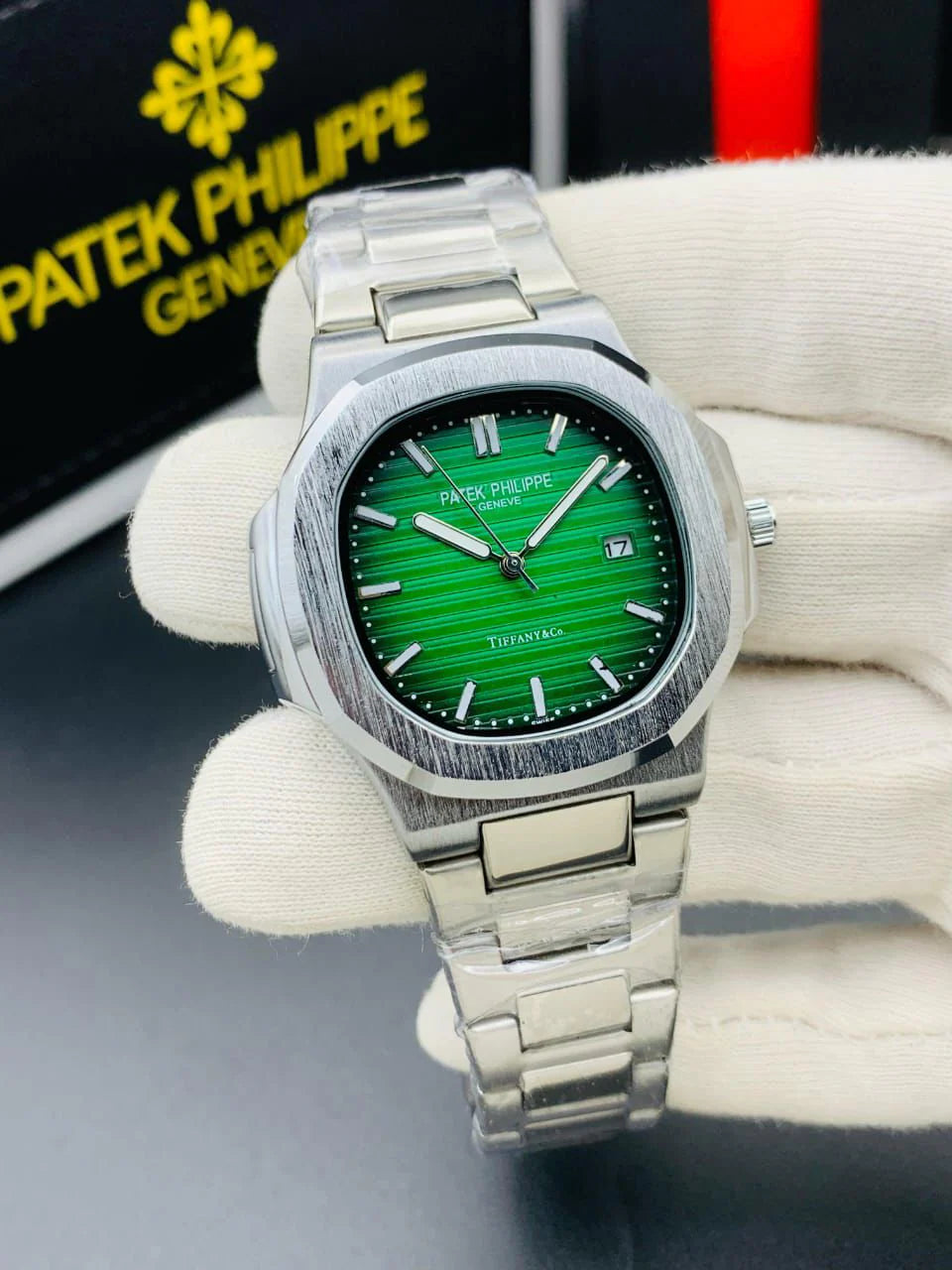 Patek Philippe Nautilus Green Dial Stainless Steel Watch